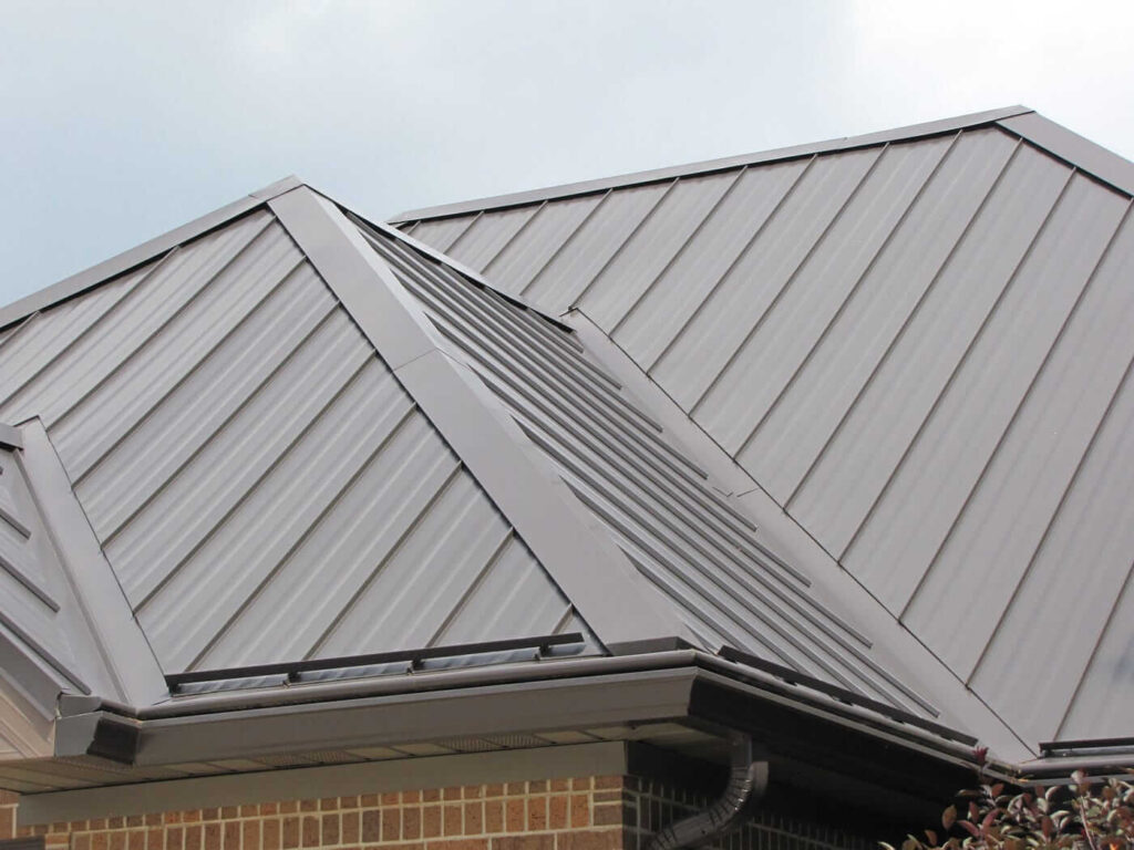 A house with new metal roof