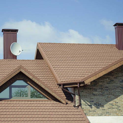 A house with new roof. Roof repair